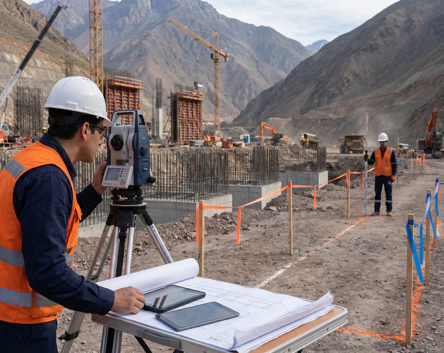 Replanteo de obras civiles en faena